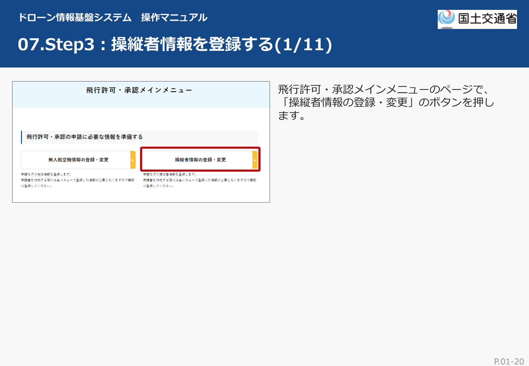 DIPS2.0 操縦者情報の登録画面