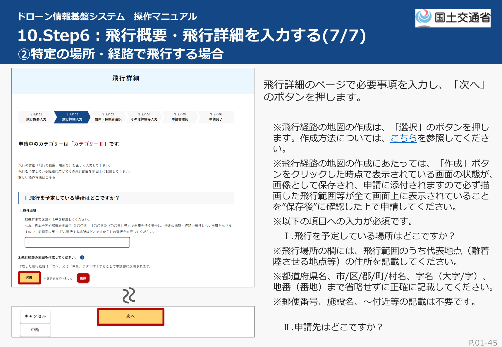 DIPS2.0 飛行詳細・地図作成の画面