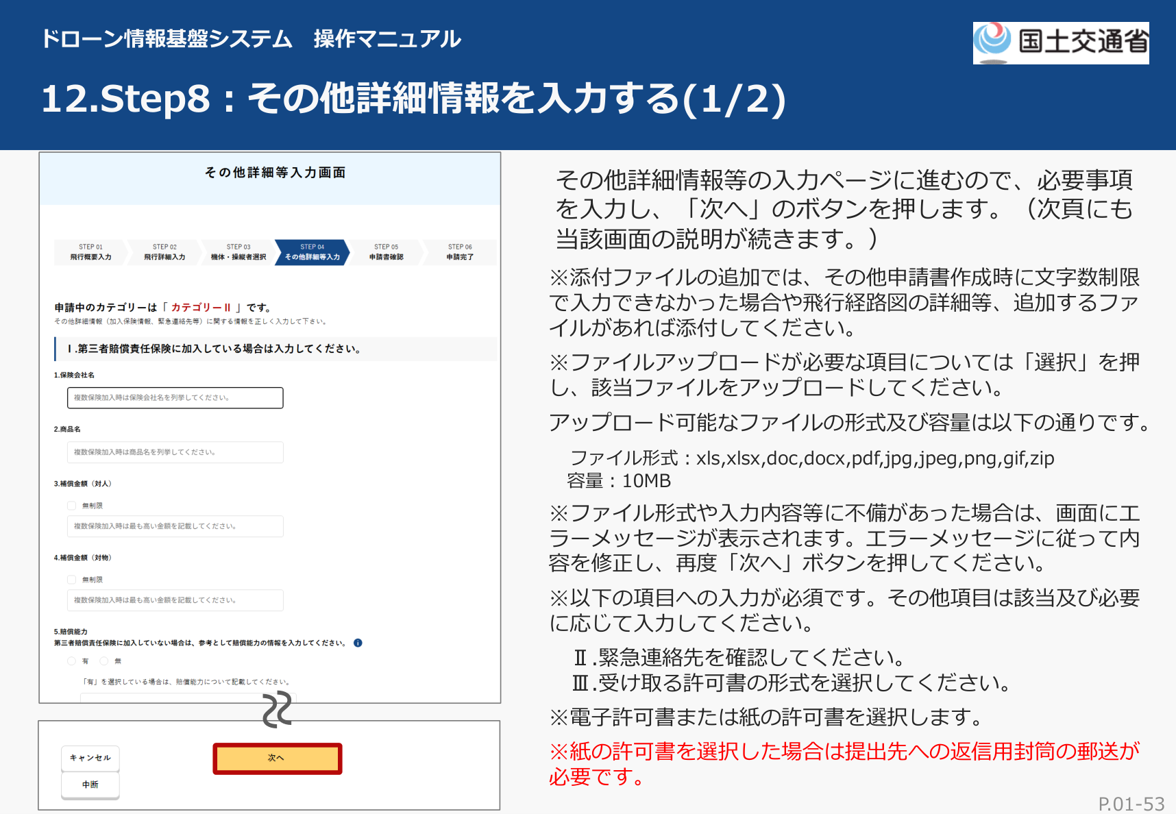 DIPS2.0 その他詳細情報の入力画面