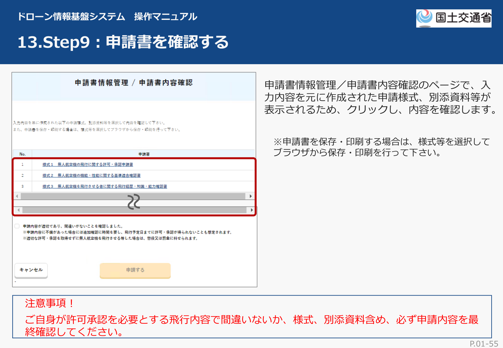 DIPS2.0 申請書の確認画面