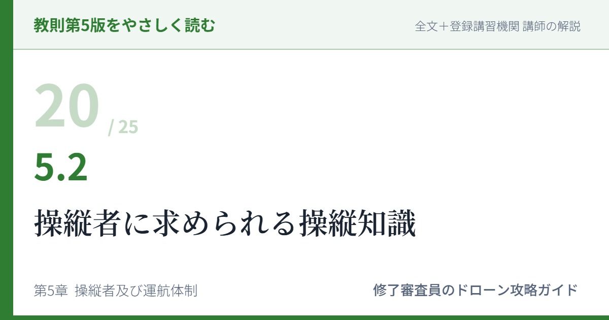 教則第5版をやさしく読む20｜5.2 操縦者に求められる操縦知識【全文＋講師の解説】